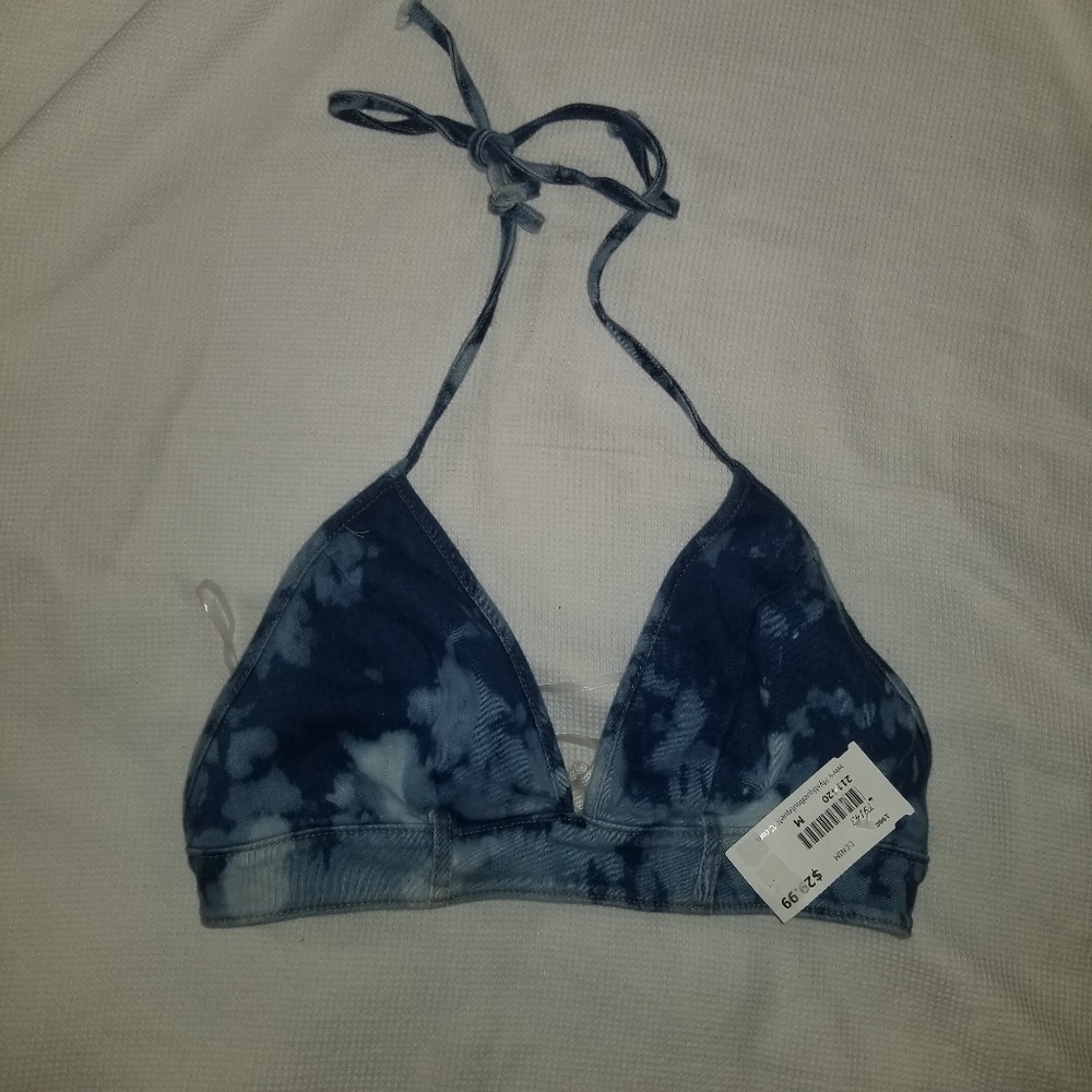 NWT better be  Denim Tie Back Halter Top